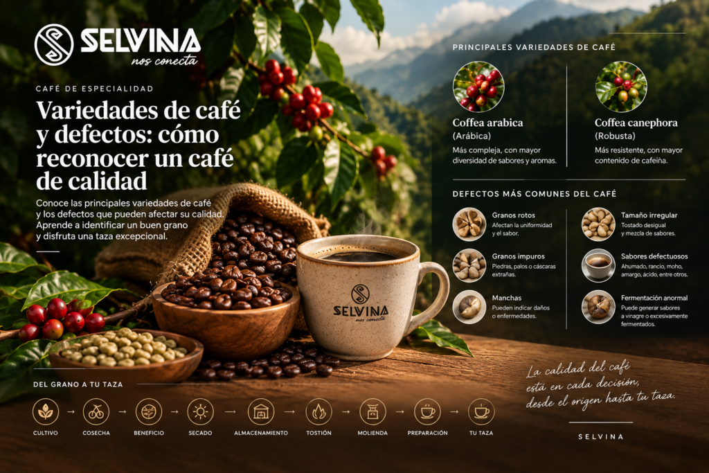 variedades de café y defectos